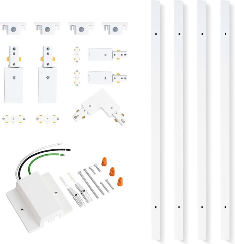 VANoopee 13FT H Track Lighting Rails White, H Type Track Lighting Kit with Floating Canopy Connector, End Caps, Live End Feeds, I T & L Connectors, Compatible with Single Circuit H Style Track System - Image 1